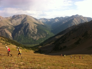 A photo I took of runners coming up Hope Pass as I headed down